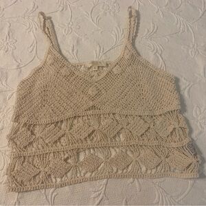 Rebellion Cream Crochet Camisole Tank